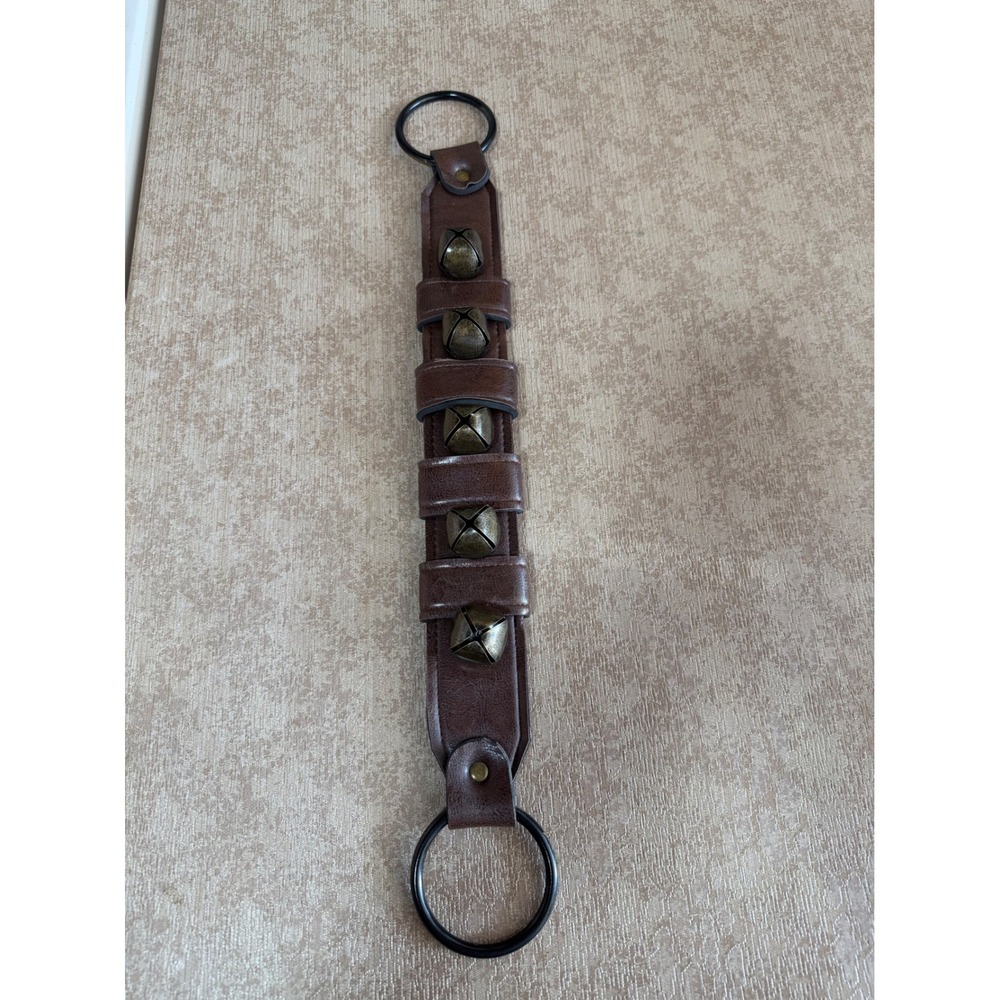 Vintage Style Faux Leather Sleigh Bell Door Hanger | Holiday Decor